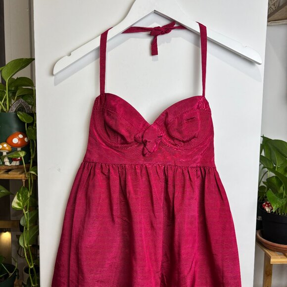Rebecca‎ Taylor Hot Pink Rose Halter Dress Size 4 - Picture 2 of 5